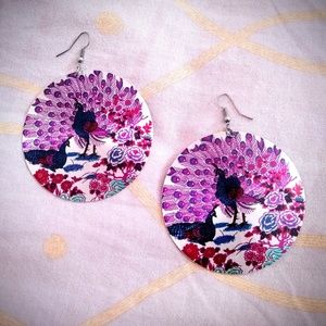 Peacock Disc Earrings Lightweight